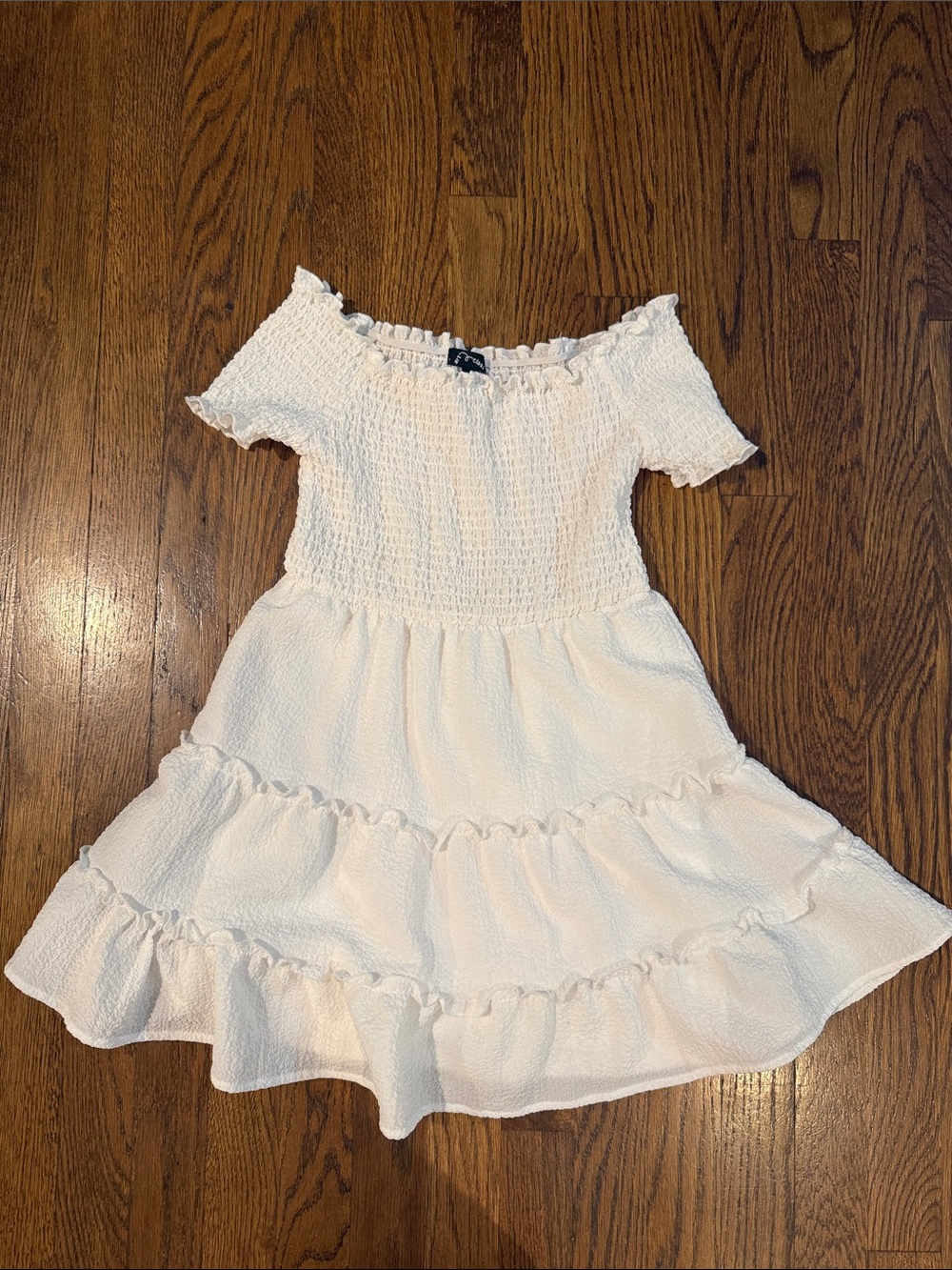 art class White Off-Shoulder Smocked Tiered Dress